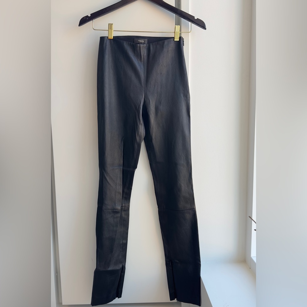 Theory, Black Leather Pants